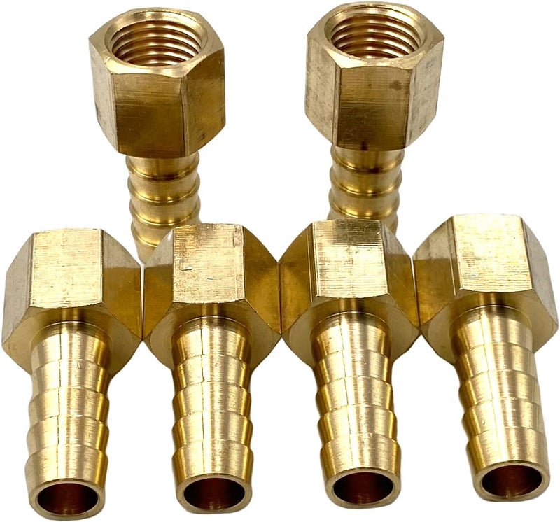 Bumugufu 6 Pcs 1/4 Inch NPT Female to 3/8 Inch Barb Fittings,3/8" Barb x 1/4" FNPT Brass Pipe Connector for Compressor, Fuel, Oil, Gas - Image 3